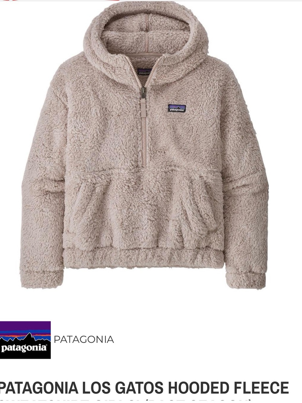 Patagonia Los Gatos Hooded 1/4 zip fleece kids size small